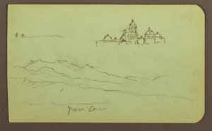 Mountains, Church; Verso: Figures, Church, 1883 by Frederic Edwin Church