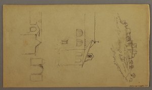 Recto: Blank; Verso: Fortree on Hilltop, Two c, Gateway, possibly 1868–69 by Frederic Edwin Church