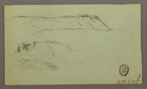 Ruins Surrounded by Walls, Tents, Two Figure Studies, April 28, 1868 by Frederic Edwin Church