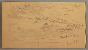 Sharp mountain peaks, cloudy sky, June 1874 by Frederic Edwin Church