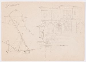 Sketches of a Domed Structure, Ship, and Stately House, January 1868 by Frederic Edwin Church