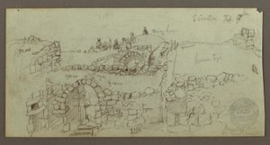 Stone Building, Men Gathered on Roof, February 17, possibly 1868 by Frederic Edwin Church
