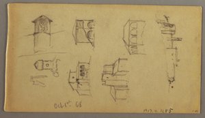 Three Studies of Castle on Hilltop, October 1, 1868