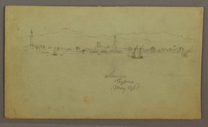 Town by the Coast, Mountain Range Behind, May 27, 1868 by Frederic Edwin Church