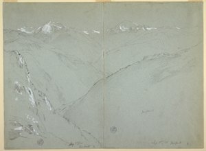 Valley Landscape with Snow Capped Peaks, Bernese Alps, Switzerland, Part 1, September 1, 1868 by Frederic Edwin Church
