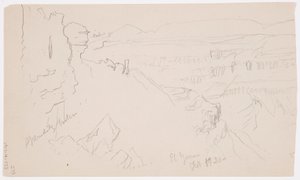 View across the Hills and Plain toward the Mountains, Valley of El Yemen, February 1868 by Frederic Edwin Church