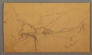 Winding Road Through Valley, House, possibly 1868 by Frederic Edwin Church