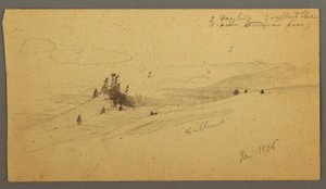 Wooded Hilltop, Hilly Valley, Sun, January 1866 by Frederic Edwin Church