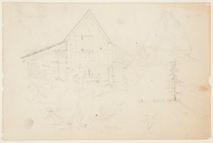 Sketch of a Barn and Haystack by Frederic Edwin Church