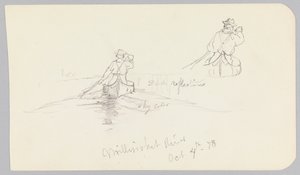 Studies of Man Paddling Canoe on Millinocket River by Frederic Edwin Church