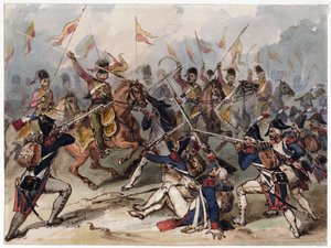 French Infantry and Russian Hussars in Combat at Austerlitz