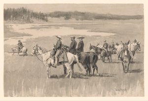 On the Headwaters - Burgess Finding a Ford by Frederic Remington