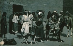Pueblo Indian Village (Distribution of Beef at San Carlos Agency) c.1889