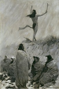 The Fire Eater Raised His Arms to the Thunder Bird by Frederic Remington