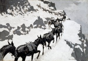 The Mule Pack (An Ore-Train Going into the Silver Mines, Colorado) 1901 by Frederic Remington