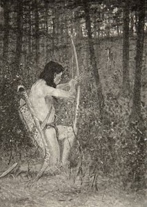 Then, Upon One Knee Uprising, Hiawatha Aimed an Arrow, from The Song of Hiawatha by Henry Wadsworth Longfellow, pub. by George G. Harrap and Company Ltd., 1911 by Frederic Remington