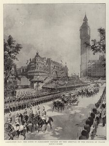 Coronation Day, the Scene in Parliament Square on the Arrival of the Prince of Wales by Frederic de Haenen