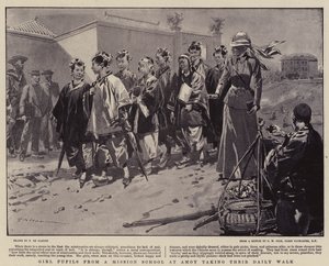 Girl Pupils from a Mission School at Amoy taking their Daily Walk by Frederic de Haenen