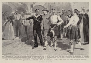 John Bull and Brother Jonathan, a Street Scene in Gibraltar during the Visit of some American Troops