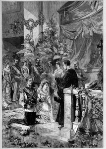 Lutheran marriage of Prince Gustave of Suede (Oscar Gustaf Adolf) by Frederic de Haenen