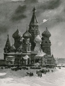The Church of St Basil in the Place Rouge on Christmas Eve by Frederic de Haenen