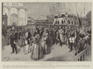 The Coronation of the Czar, the Imperial Procession Leaving the Cathedral of the Annunciation by Frederic de Haenen