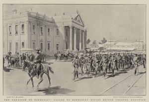 The Garrison of Kimberley, Parade of Kimberley Rifles before Colonel Kekewich by Frederic de Haenen