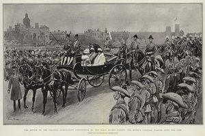 The Review of the Colonial Coronation Contingents on the Horse Guards Parade, the Queen