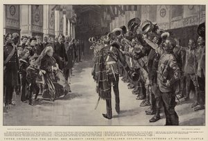 Three Cheers for the Queen, Her Majesty inspecting Invalided Colonial Volunteers at Windsor Castle