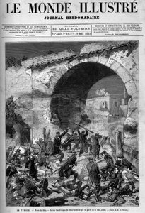 Tunisia, July 1881: French troops took the city of Stax following the revolt of the inhabitants against the French protectorate of Tunisia. Engraving by De Haenen. One of The Illustrous World No. 1270 of July 30