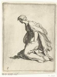 Kneeling Young Woman (series title: 15 Small Figures) by Frederick Bloemaert
