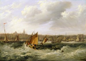 Liverpool, Lancashire from the River Mersey and New Brighton, 1838 by Frederick Calvert