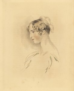 Portrait of Mary Isabella Bloxam as a young woman, niece to Sir Thomas Lawrence. Engraving by Frederick Christian Lewis after an illustration by Sir Thomas Lawrence from P.G. Patmore’s Cabinet of Gems