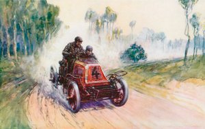 Fournier with Mors No 4 during the Paris-Berlin race of 1901, one of the few in which the Panhard, leading marque of the day, was beaten