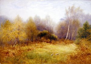 Rabbits in a Forest Clearing by Frederick Henry Evans