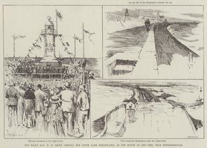 The Right Honourable W H Smith Opening the South Gare Breakwater, at the Mouth of the Tees, near Middlesbrough by Frederick Henry Townsend