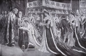 The Crowning of Queen Alexandra, Consort of King Edward VII, by the Archbishop of York, Westminster Abbey, London by Frederick Henry Townsend