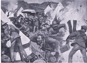 Boers Looting the British Camp at Nooitgedacht Under Artillery Fire, from After Pretoria: The Guerilla War by Frederick Judd Waugh