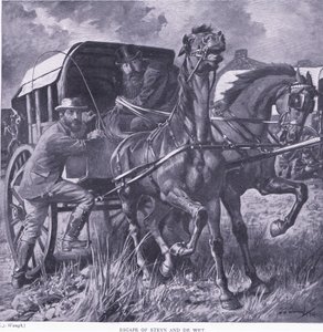 Escape of Steyn and De Wit (illustration from After Pretoria: The Guerilla War, 1902) by Frederick Judd Waugh