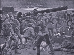 The Attack on Gun Hill: The Gunners of the Naval 47 Surprised, from After Pretoria: The Guerilla War
