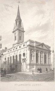 St. Lawrence Jewry, engraving by T. Turnbull by Frederick Mackenzie