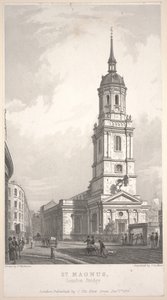 St. Magnus, London Bridge (engraving by John Henry Le Keux) by Frederick Mackenzie