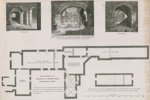 Ground Plan and Views of Vaults of Crosby Hall, Bishopsgate Street