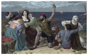 Pirates of the Mediterranean Sea Play Prisoners at the Illustration by Frederick Richard Pickersgill, 1869