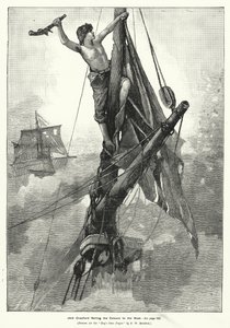 Jack Crawford Nailing the Colours to the Mast by Frederick William (after) Burton