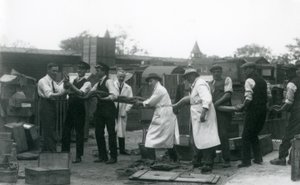 A 20 ft. long Python being carried by eleven members of the Zoological Society staff, London Zoo, June 1925