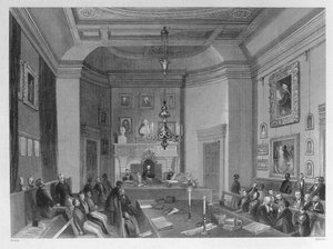 View of the Interior of Somerset House, Showing a Meeting of the Royal Antiquarian Society, c.1840