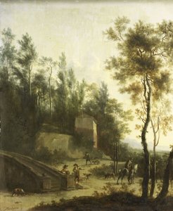 Italian Landscape with Hunters by Frederick de (manner of) Moucheron