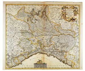 Genoa Republic, Duchy of Milan, Parma and Monferrato, Map by Frederik de Wit, Amsterdam, Copper engraving