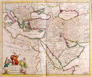 Italy, Balkan Peninsula, Turkey, Lebanon, Syria, Israel, Jordan, Iraq, Arabian Peninsula, Iran by Frederick de Wit